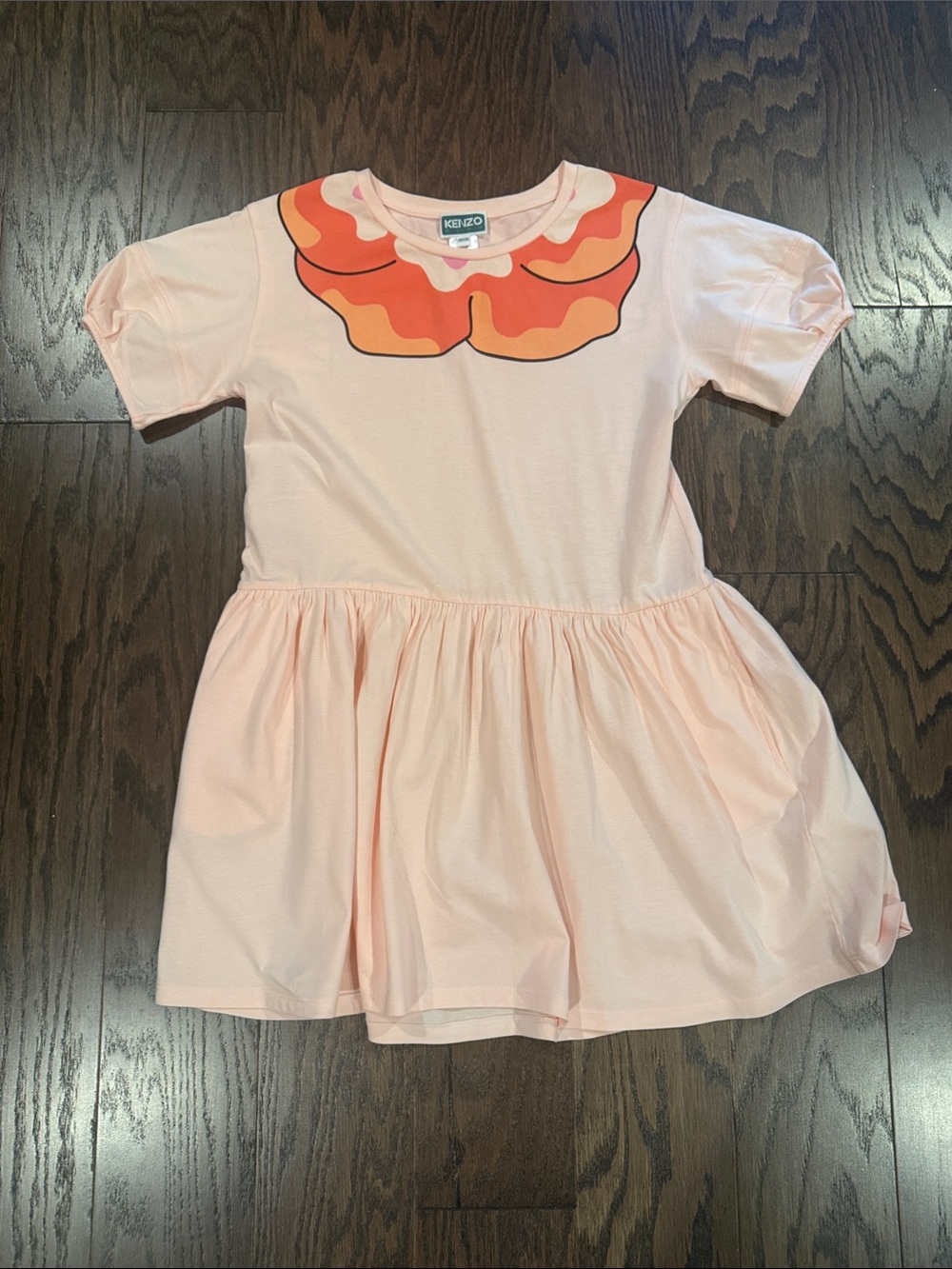 Kenzo Kids Pale Pink Dress with Orange Ruffle Collar